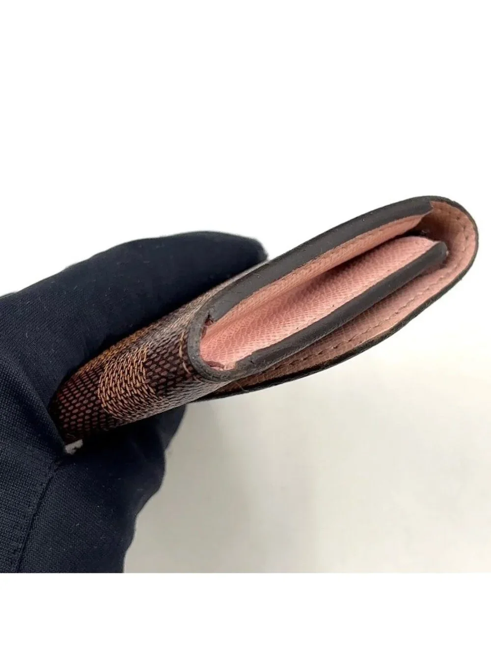 Louis Vuitton Porte-Monnaie Rosalie Damier Ebene Rose Ballerine Leather Brown